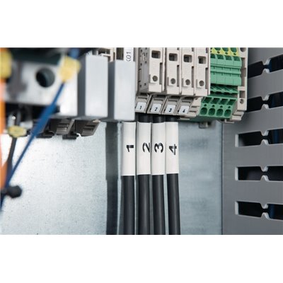 Heat shrink cable markers 2:1 4.8/2.4mm, 50mm, ladder style TLFD48DS-1X50WH-PO-X-WH, white HellermannTyton
