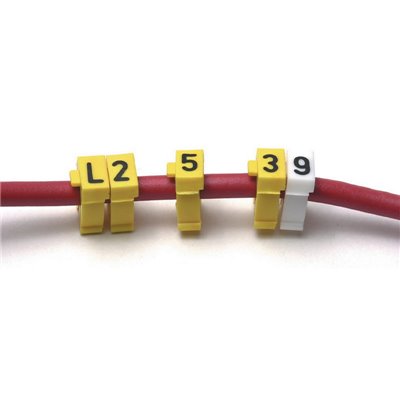 Cable markers set WIC1-B,C,U,V,W,P,D,F,I,M-PA66-YE, yellow, 200 pcs. HellermannTyton