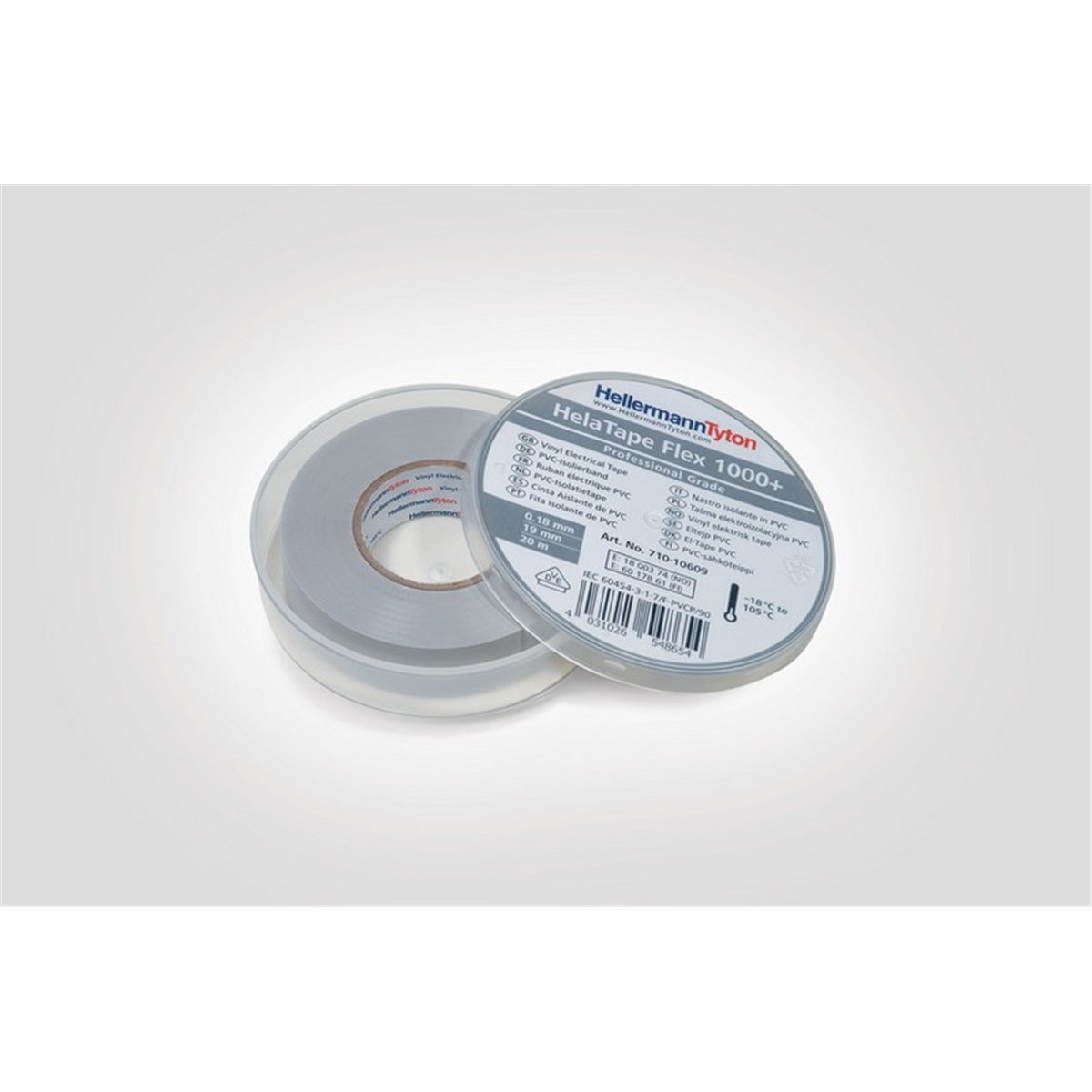 PVC Electrical insulation tape HTAPE-FLEX1000+ C 19x20-PVC-GY HellermannTyton