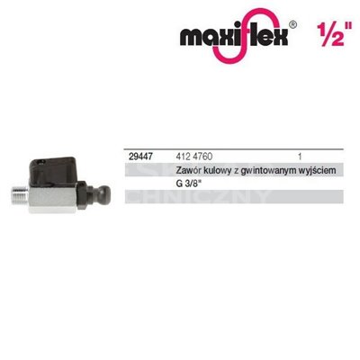 Threaded ball valve with 3/8'' outlet 412 4760 Maxiflex 1/2'' Wiha 29447.
