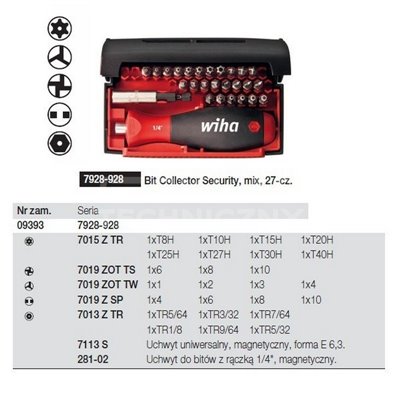 Bit Collector Security set 7928-928 mixed 27pcs. Wiha 09393.