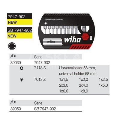 FlipSelector Standard 7947-902 11-piece hex bit set. Wiha 39039.