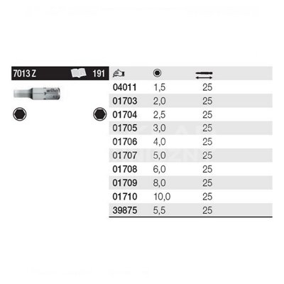Bit Standard sześciokątny forma C 6,3 7013 Z 5,5x25mm Wiha 39875