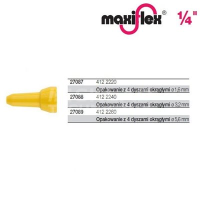 Pack of 4 round nozzles 3.2mm 412 2240 maxiflex 1/4'' Wiha 27088.