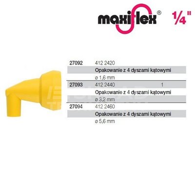 Pack of 4 1.6mm angled nozzles 412 2420 Maxiflex 1/4'' Wiha 27092.