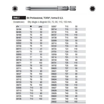 Bit Professional Torx E 6.3 7045Z T6x90mm Wiha 33717.