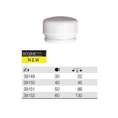 White tip for the Wiha 39150 Safety 8001K 40mm non-recoil hammer.