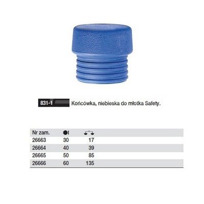 Blue tip for the Safety 831-1 hammer 60mm from Wiha 26666.