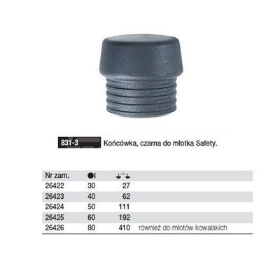 Black tip for Safety 831-3 hammer 50mm by Wiha 26424.