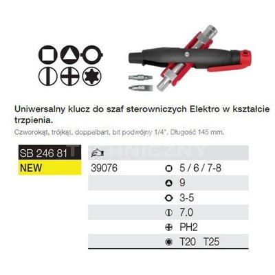 Universal key for control cabinets Elektro SB24681 Wiha 39076.