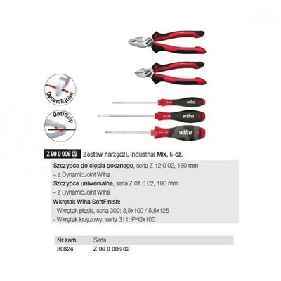 Mixed tool set Industrial Mix Z99000602 5pcs. Wiha 30824.