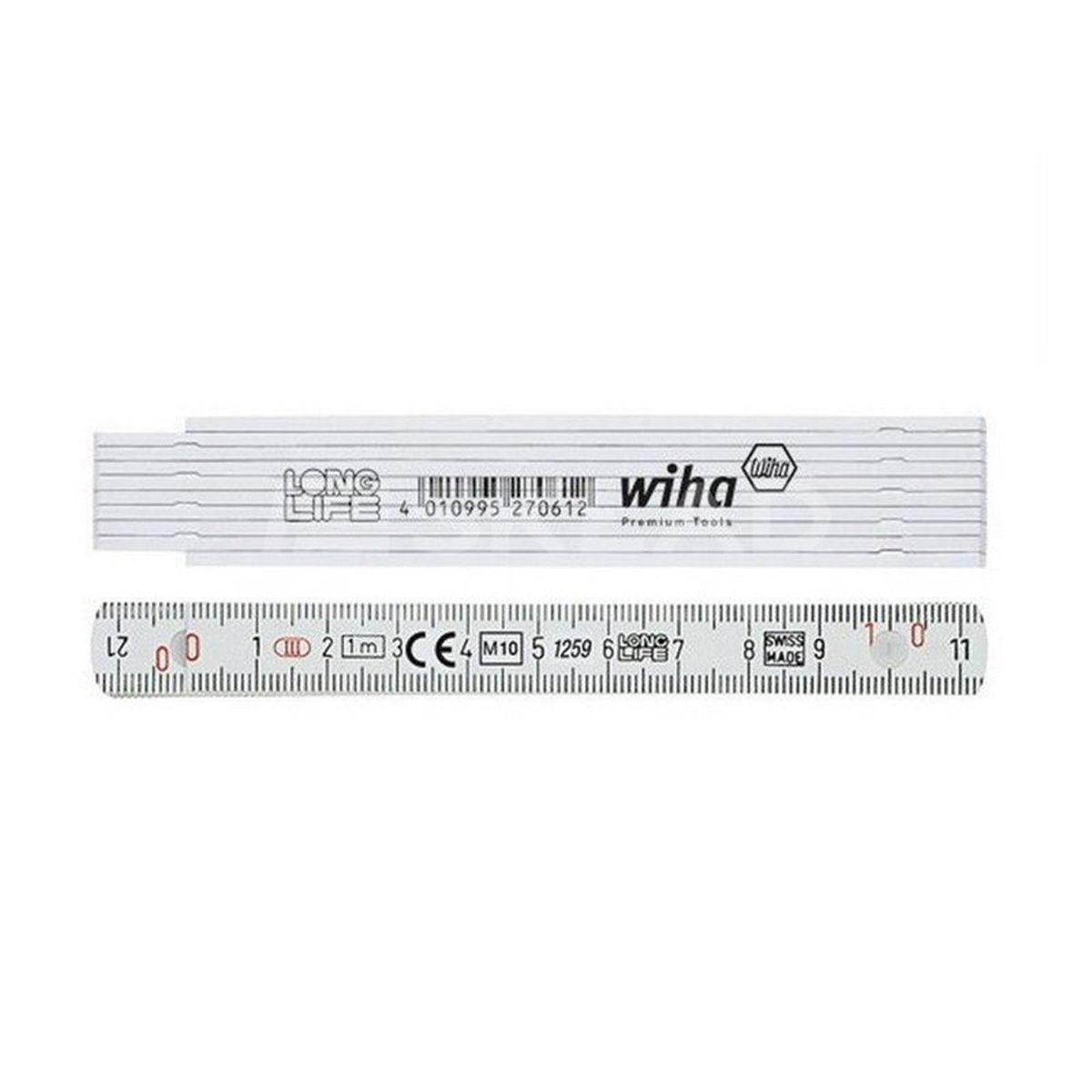 Longlife Folding Ruler 1m 4101000 10 sections white Wiha 27062