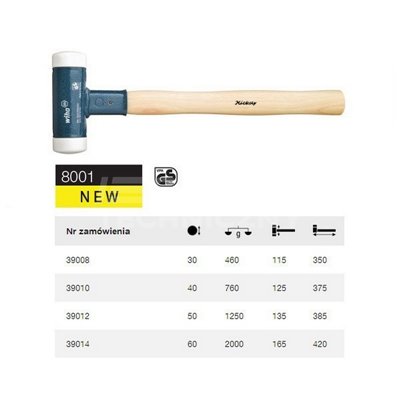WIHA 02122 Soft-faced hammer dead-blow medium hard with steel tube handle  and round hammer face