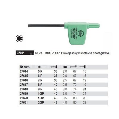 Klucz Torx Plus z rękojeścią w kształcie chorągiewki 370IP 15IP 45mm Wiha 27620