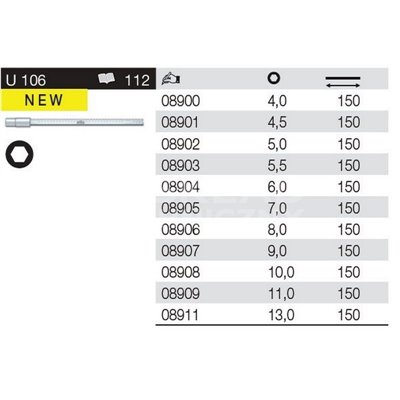 The shaft of the hexagonal socket wrench SYSTEM 6 U106 4.5 150mm Wiha 08901.