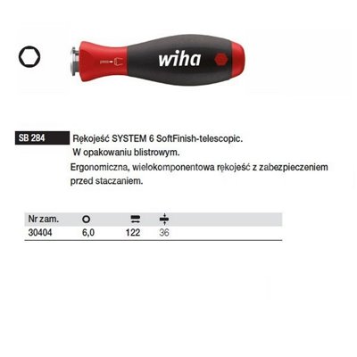 SoftFinish-telescopic handle SYSTEM 6 SB284 6.0 120mm Wiha 30404.