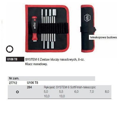 SoftFinish-telescopic SYSTEM 6 U106T8 8-piece socket wrench set by Wiha 27712.