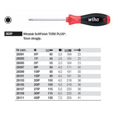 Torx Plus SoftFinish Screwdriver 362IP 7IP 60mm Wiha 26093.