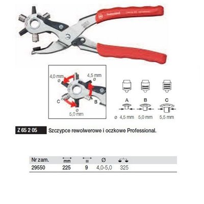 Professional Revolving and Eyelet Pliers Z65205 225mm Wiha 29550