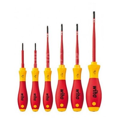 A set of Torx SoftFinish electric slimFix VDE 3251K6 screwdrivers. Wiha 36558.