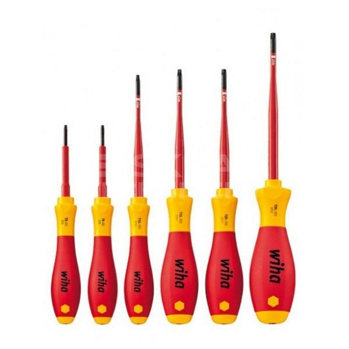 A set of Torx SoftFinish electric slimFix VDE 3251K6 screwdrivers. Wiha 36558.