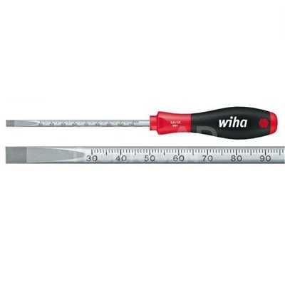 SoftFinish 3021 4.0 100mm Wiha 36085 flat screwdriver with markings.