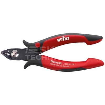 Cutting pliers with angled head Electronic Z46003 138mm in Wiha 27398 blister pack.