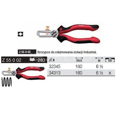 Industrial Z55002 160mm insulation pliers in a Wiha 34313 blister pack.