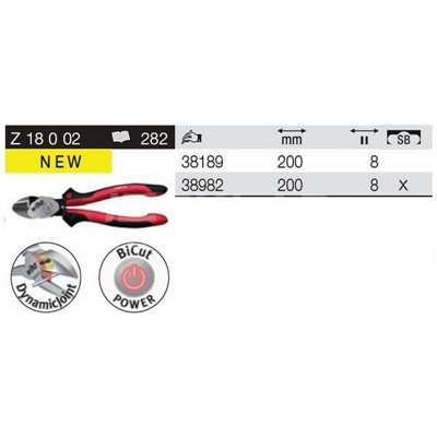 BiCut Industrial Side Cutters Z18002 200mm in Wiha 38982 blister pack.