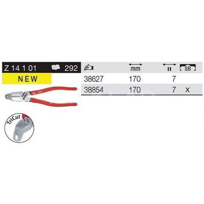 Szczypce instalacyjne TriCut Classic Z14101 170mm w blistrze Wiha 38854