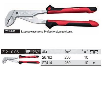 Adjustable pliers with push-through joint Professional Z21005 250mm Wiha 26762.