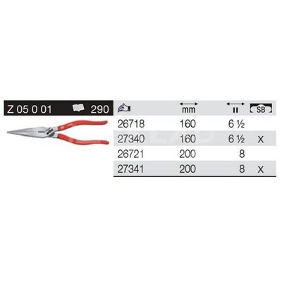 Classic Z05001 200mm half-round pliers with cutting blades in a Wiha 27341 blister pack.