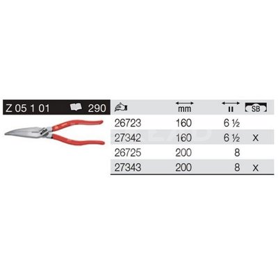Semi-circular pliers with cutting blades Classic Z05101 200mm in Wiha 27343 blister pack.