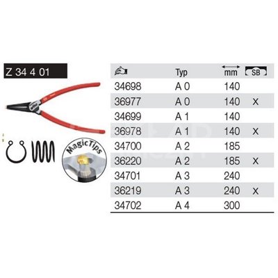 Classic Ring Pliers Z34401 A0 140mm in Wiha 36977 blister pack.