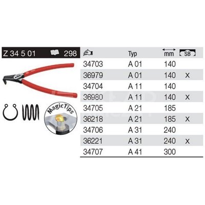 Classic Ring Pliers Z34501 A21 185mm in Wiha 36218 blister pack.