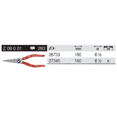 Round extended Classic Z09001 160mm pliers in Wiha 27345 blister pack.