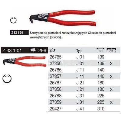 Classic Z33101 J01 Ring Pliers 139mm Wiha 26785