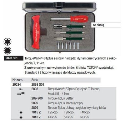 TorqueVario-STplus 2893S01 Torx/SW 11pc. Wiha 29234 dynamic torque tool set.