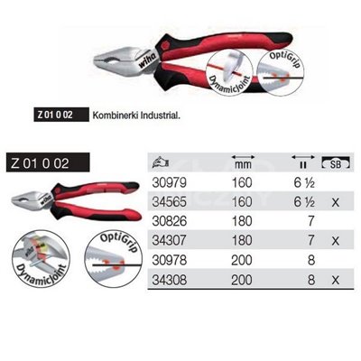 Universal Industrial Combination Pliers Z01002 180mm by Wiha 30826.