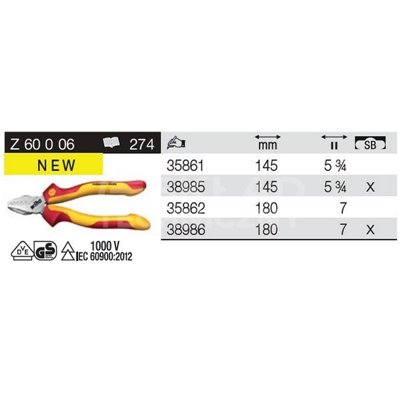 Professional electric VDE Z60006 145mm bending pliers Wiha 35861.