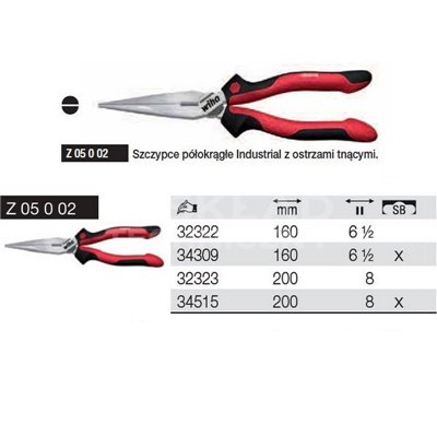 Semi-circular cutting pliers Industrial Z05002 200mm Wiha 32323.