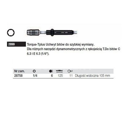 Quick-change bit holder Torque-Tplus 1/4'' 125mm Wiha 28758.