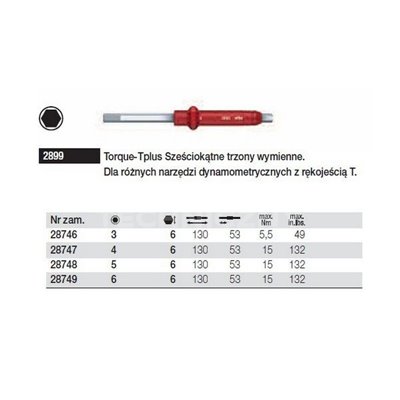 Hexagonal replacement shank Torque-Tplus 2899 3x130mm Wiha 28746.