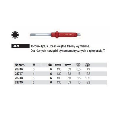 Trzon wymienny sześciokątny Torque-Tplus 2899 6x130mm Wiha 28749