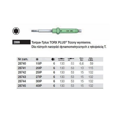 Exchangeable Torx Plus Torque-Tplus shank 2899 20IPx130mm Wiha 28741.