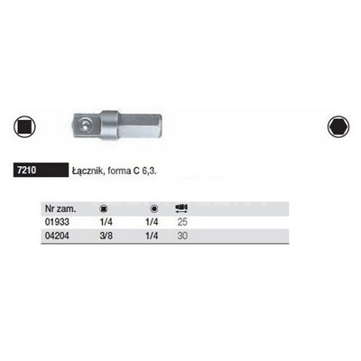 C Connector 6.3 7210 3/8''-1/4'' 30mm Wiha 04204