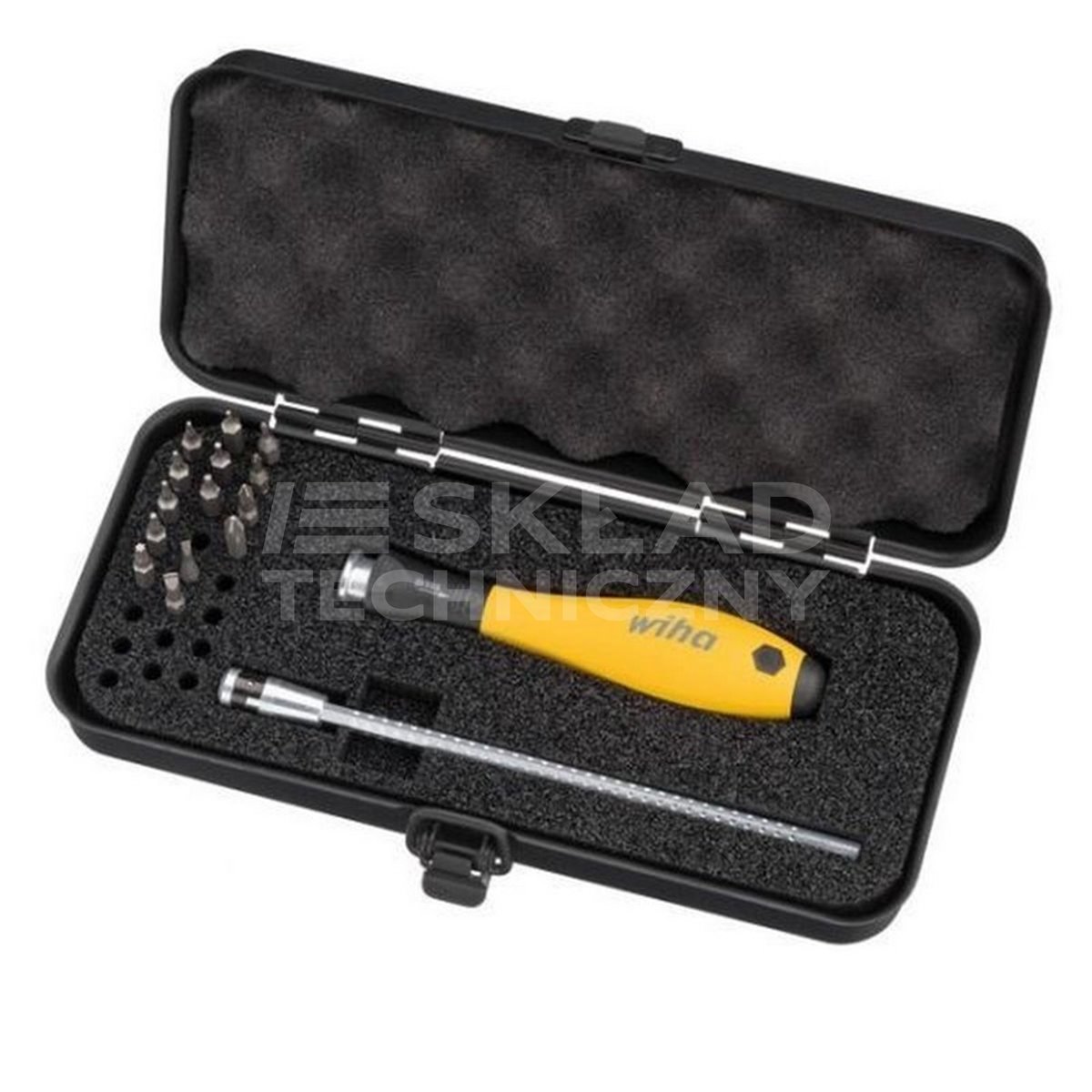 A set of bits with a handle and grip SYSTEM 4 ESD 7000EB16ESD anti-static 16 pc. Wiha 33503.