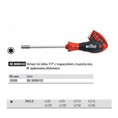SoftFinish 8-piece Torx screwdriver with magazine SB38090102 by Wiha 33008.
