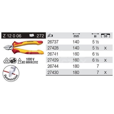 Professional Electric VDE Side Cutter Pliers Z12006 140mm Wiha 26737