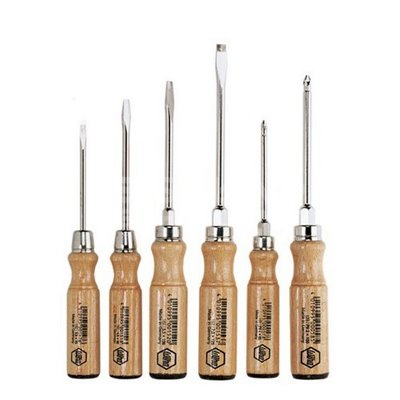 A set of screwdrivers with a wooden handle, 6 pieces, 162ZK6SO Wood Wiha 07150.